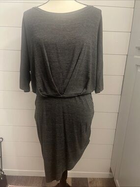 Women's Asymmetrical Charcoal Gray Knit Dress
